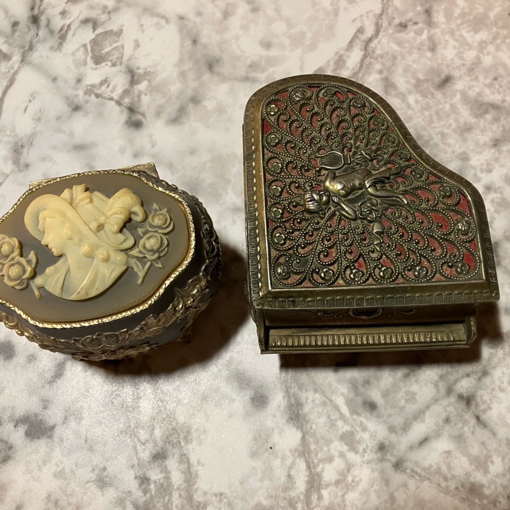 Set of Two Antique Music/Trinket Boxes